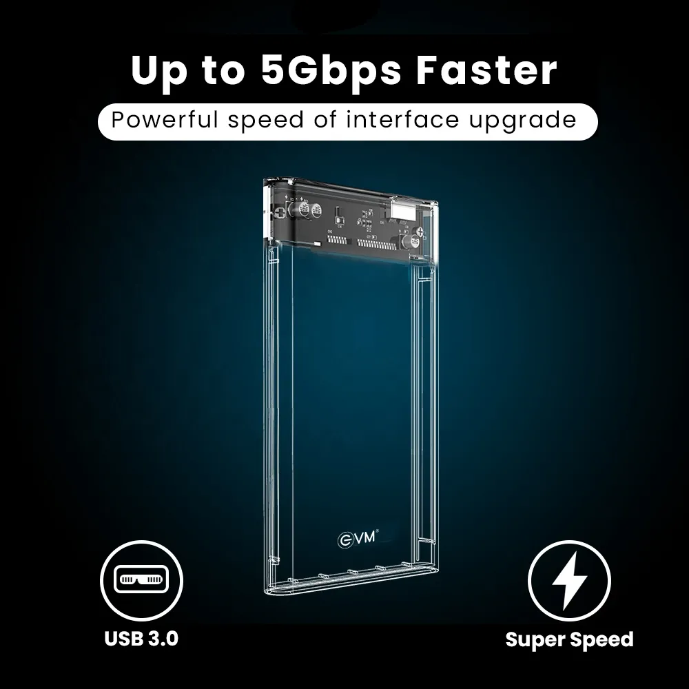 EVM SSD Casing 2.5 Inch Sata USB 3.0 Transparent (ESC-TP01) view 6